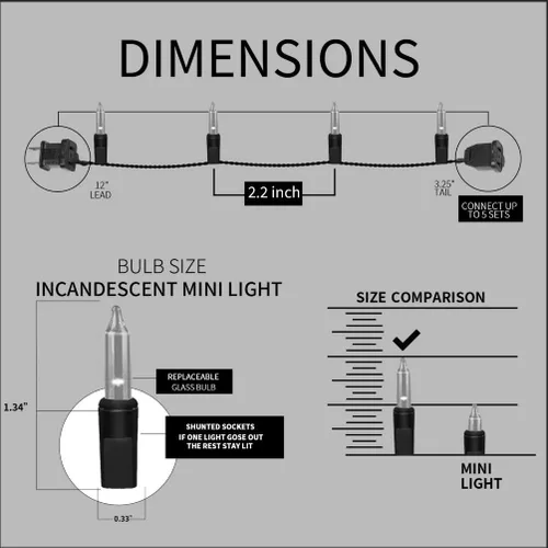 Vista 3 de Juego de 100 luces moradas extra brillantes con conectores finales, luces decorativas de Halloween, 19.6 ft, certificación UL, mini tira de luces