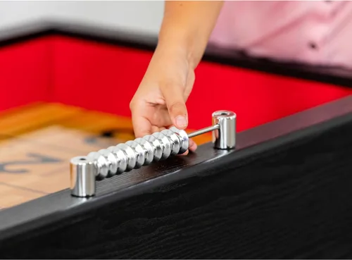 Vista 9 de Hathaway Avenger Mesa de Shuffleboard de 9 Pies para Sala de Juegos Familiar – Campo de Juego con Recubrimiento de Polímero, Anotador y Gabinete