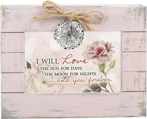 Vista 2 de Cottage Garden Caja de música Love Sun Moon You Forever Blush Pink Wood Locket reproduce el viento debajo de mis alas