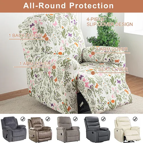 Vista 3 de Eco-Ancheng Fundas reclinables de 4 piezas, fundas para sillas reclinables, fundas elásticas para sofá reclinable, fundas ajustables