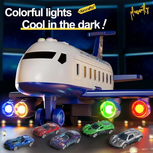 Vista 4 de Juguete de Avión Pista de Carreras para Niños, Plegable de 4 Capas Juego de Pista de Coche para Niños Pequeños, Avión de Juguete Transportador