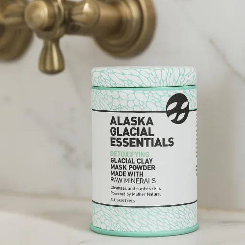 Vista 2 de Alaska - Máscara de arcilla mineral glacial en polvo para rostro y cuerpo Desintoxica, exfolia y rejuvenece la piel 100% puro limo glacial – sin
