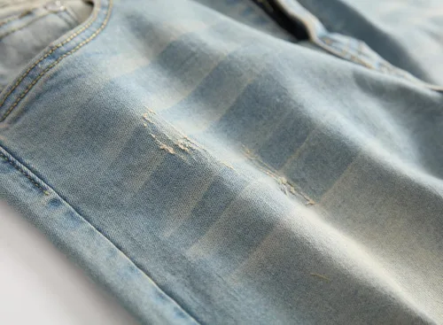 Vista 3 de LONGBIDA - Jeans para hombre, de tiro ajustado, con roto y desgastados