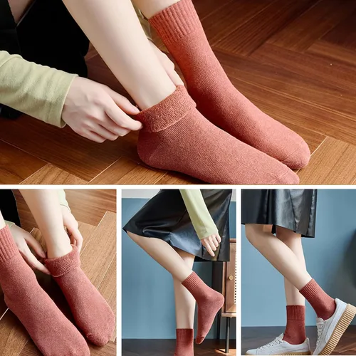Vista 6 de VoJoPi 5 Pairs Warm Wool Socks for Women, Size 5-10, Thick Winter Thermal Boot Socks Crew Length