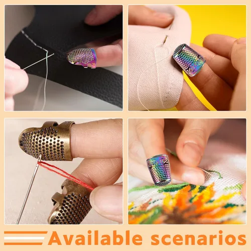 Vista 7 de ZMAAGG Dedales para coser a mano, dedal de costura, dedales de metal para bordar a mano, costura, artesanía de costura a mano