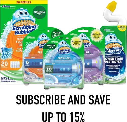 Vista 2 de Scrubbing Bubbles Limpiador concentrado de baño multisuperficie, dos botellas de repuesto concentradas de 2.9 onzas