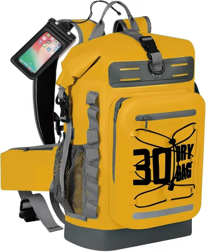 Vista 87 de MORXPLOR Bolsa seca impermeable, 5L/10L/20L/30L/40L/55L Mochila seca con funda impermeable para teléfono para natación, kayak