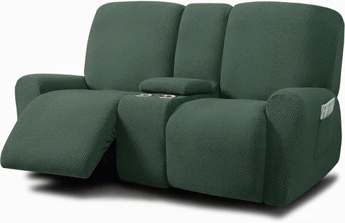 Vista 10 de ULTICOR Fundas jacquard para sofá reclinable de 8 piezas, fundas elásticas para sofá reclinable de 3 cojines, gruesas, suaves y lavables (estilo 3)