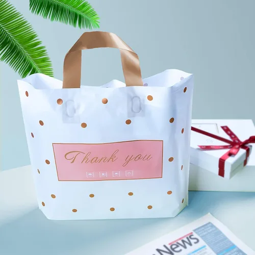 Vista 5 de MLAFLY Bolsas de agradecimiento – Paquete de 50 bolsas de plástico a granel para pequeñas empresas, venta al por menor, fiestas, recuerdos y bolsas