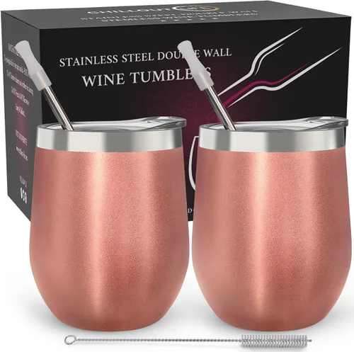 Vista 47 de CHILLOUT LIFE - Vaso de acero inoxidable de 12 onzas con tapa y caja de regalo, diseño de viaje con recubrimiento en polvo, aislamiento al vacío