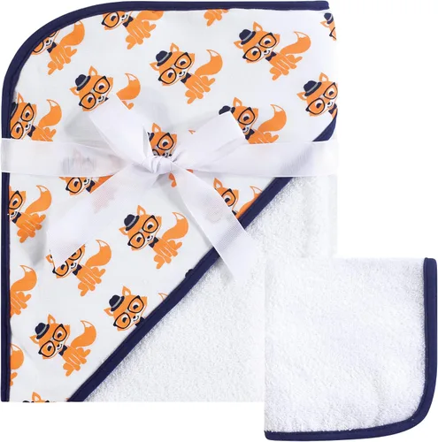 Vista 35 de Hudson Baby Toalla y toallita unisex con capucha de algodón para bebé, Woodland, talla única Bosque