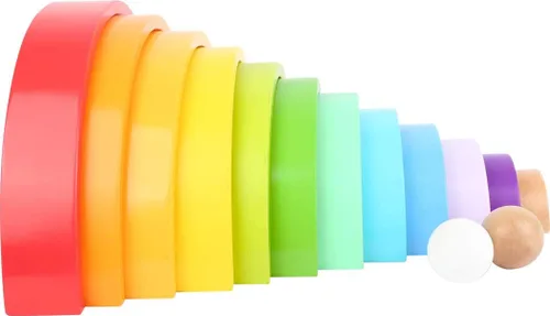 Vista 3 de Small Foot Bloques de construcción de madera arcoíris con bolas (XL) – Bloque de construcción educativo de madera de 15 x 9 x 2 pulgadas para niños