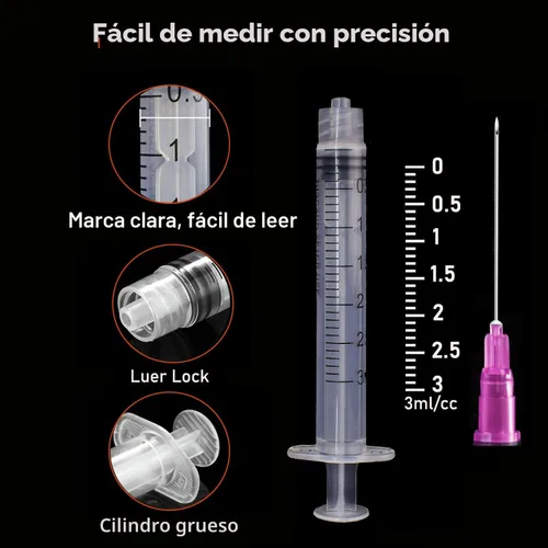Vista 3 de Paquete de 50 jeringas de laboratorio Luer Lock desechables de 0.1 fl oz/cc con aguja de 18 Ga de 1.5 pulgadas Sellado individualmente