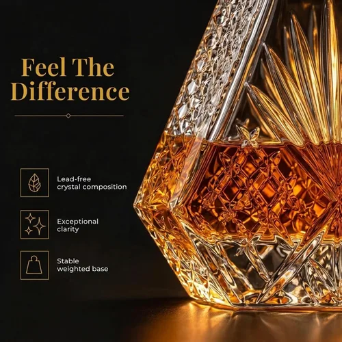Vista 7 de Decantador de Whisky para Licor Scotch Bourbon o Vino, Corte Irlandés Triangular - 25.4 fl oz