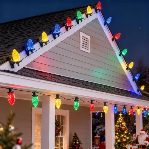 Vista 2 de Dazzle Bright C9 - Guirnalda de luces de Navidad, 100 luces LED de 66 pies, impermeables, conectables, con 100 clips de resorte, temporizador