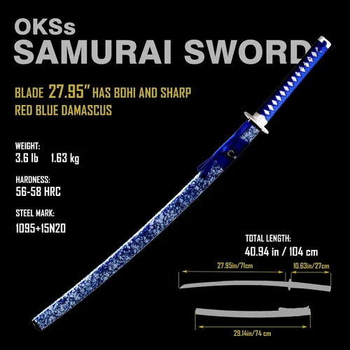 Vista 2 de Full Tang Katana 1095+15N20/Damascus Steel Handmade Forged