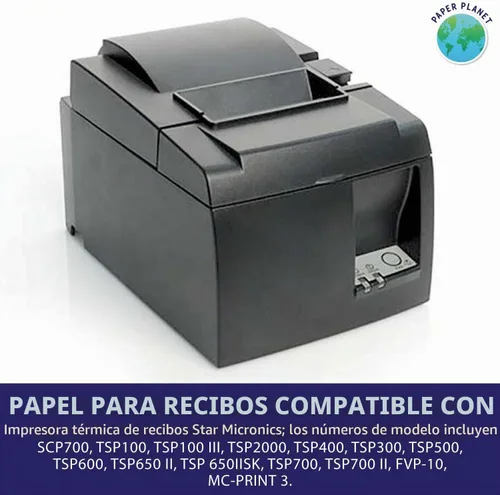Vista 3 de PaperPlanet Papel térmico para soporte cuadrado y registro 20 rollos