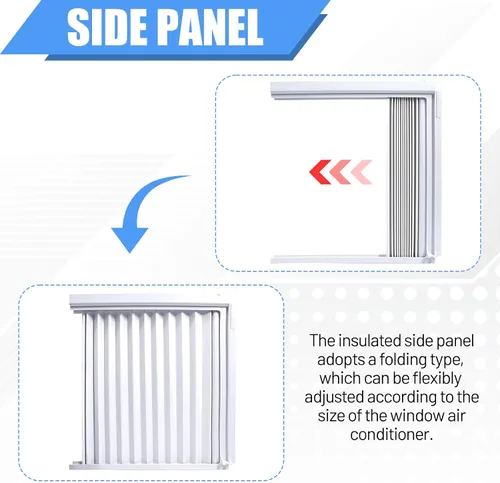 Vista 3 de Panel lateral y marco de aire acondicionado de ventana, juego de relleno de acordeón de CA aislado de doble capa, 10.91 x 13.74 pulgadas