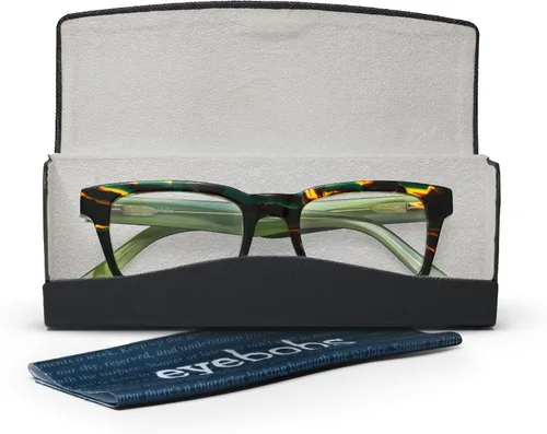 Vista 6 de eyebobs Fare n Square Wide Traditional and Blue Light Reading Glasses Tortuga de cristal y tigre