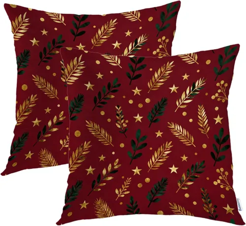 Vista 15 de Batmerry Autumn Forest Throw Pillow Covers, Yellow Orange Foliage in Fall Park Decorative Pillow Covers Digital Printing Blended for Couch Sofa Bed