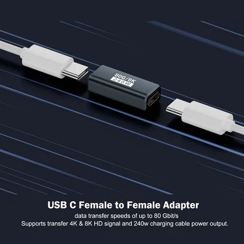 Vista 3 de Paquete de 3 acopladores USB C Thunderbolt 5,120Gbps USB C hembra a Negro