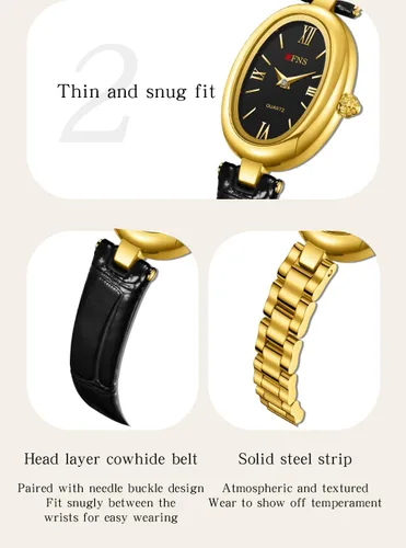 Vista 8 de GORBEN Women's Analog Watch, Stainless Steel Expansion Band, Oval Case, Roman Dial, Water Resistant