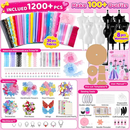 Vista 3 de Más de 1200 kits de diseño de moda para niñas con 8 maniquíes y tutorial