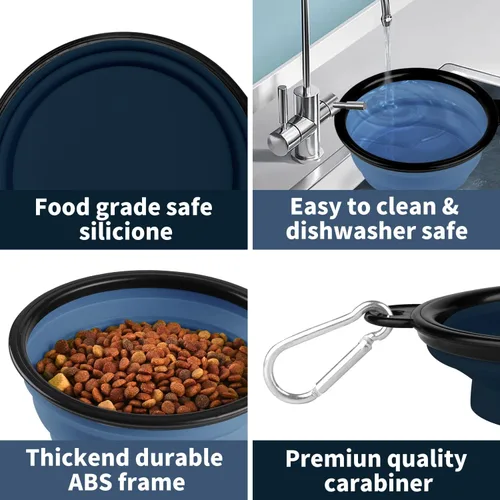Vista 31 de COOYOO Cuenco plegable para perros, paquete de 2 cuencos plegables para agua para perros y gatos, plato portátil para alimentación de mascotas