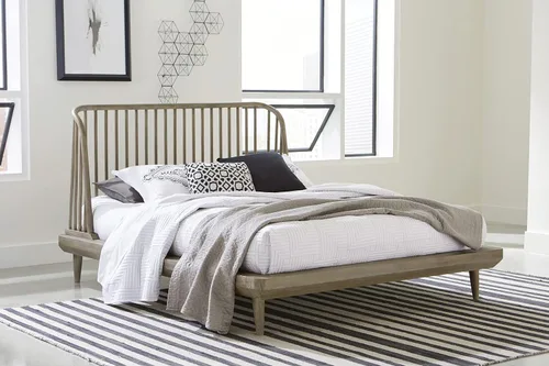 Vista 17 de Modus Furniture Cama con paneles de madera maciza, Queen, Broderick - Marrón avena silvestre