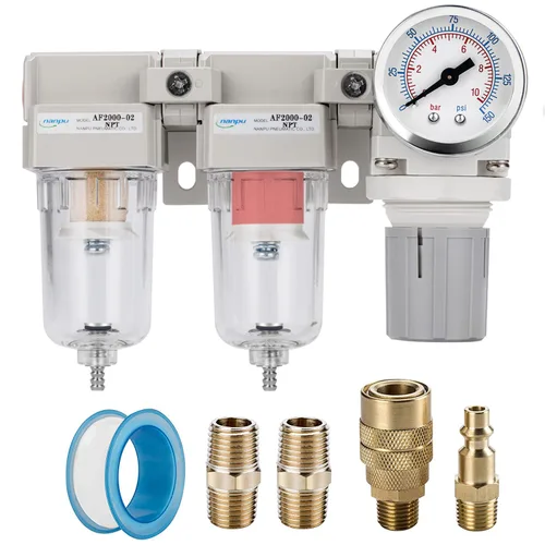 Vista 7 de Sistema de secado de aire NANPU NPT de 1", filtros de aire dobles y regulador de presión