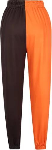 Vista 4 de Mylleure Pantalones deportivos holgados para mujer con bolsillos de cintura alta estampado de retazos deportivos pantalones deportivos de descanso