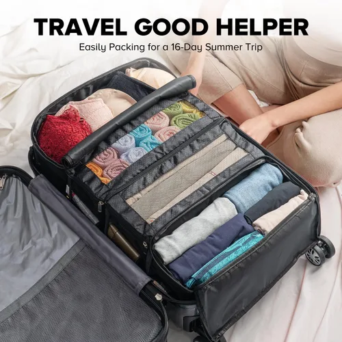 Vista 5 de Organizador de maleta, organizador de equipaje de viaje, estantes colgantes, cubo de embalajeorganizador de viaje portátil plegable para equipaje