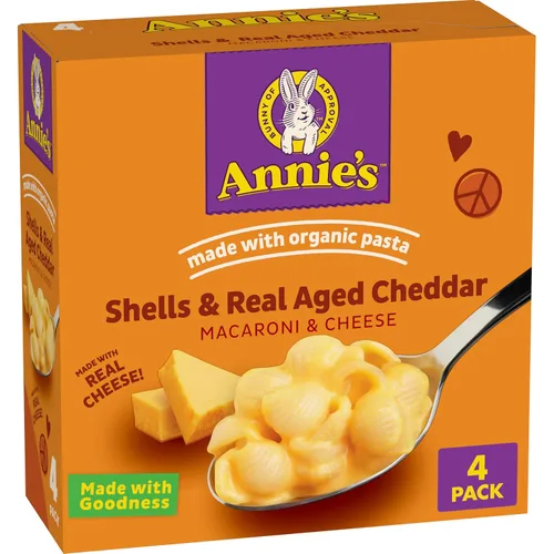 Vista 12 de Conchas de Annie's y Cheddar Añejo Real, hecho con pasta orgánica y queso real, 6 onzas