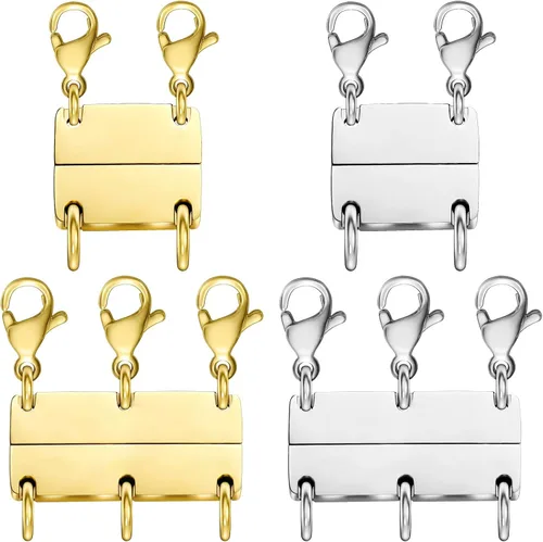 Vista 15 de Qulltk Cierre de capas de collar con cierre magnético para joyas, separador de oro y plata para collares y cadenas apilables