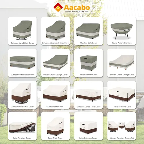 Vista 3 de Cubiertas para juego de muebles de patio Aacabo para 3 piezas de bistró al aire libre, cubierta impermeable 100% para muebles de exterior para 2