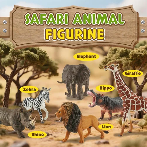 Vista 2 de Zippytots 6 piezas figuras de animales de safari para niños de 3-5 años figuras realistas de animales de selva de plástico vida silvestre africana