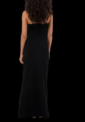 Vista 3 de Sexy 3D Floral Halter Cuello Maxi Vestido Sin Mangas Sin Espalda Recorte Vestido Largo Elegante Sin Tirantes Fiesta Nocturna Vestido Midi
