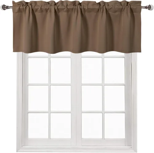 Vista 87 de DWCN Cenefa para ventana de cocina, con bolsillo para barra, para ventana, sala de estar/sótano, 36 x 16 pulgadas de largo, 1 panel, beige
