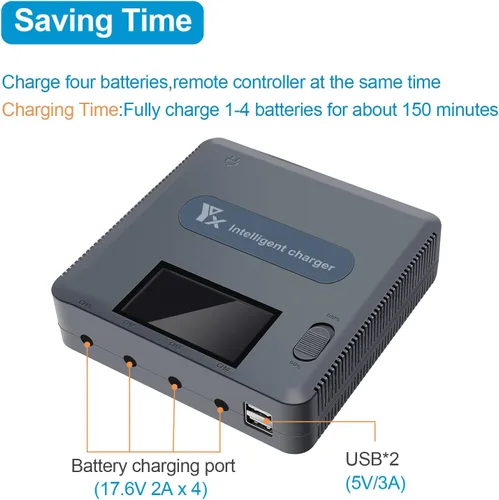 Vista 3 de Hanatora Cargador paralelo LCD con carga de almacenamiento para DJI Mavic 3/Cine/Classic/Pro/Enterprise Batería, Display Rapid Multi Charging Hub