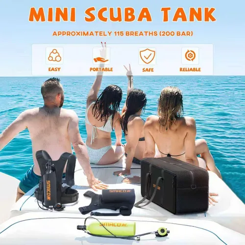 Vista 2 de Mini tanque de buceo 1.9L Kit de tanque de buceo Soporte de aproximadamente 25 minutos Dispositivos de respiración submarina Tanque de buceo Tanque