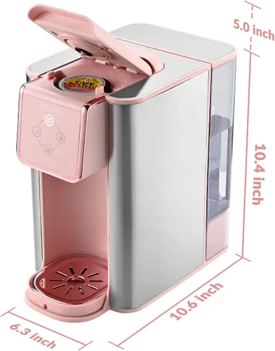 Vista 8 de Mecity Cafetera Rosa 3 en 1 Máquina de Café de Una Sola Porción, Para Cápsulas de Café de Fondo Plano, Café Molido, Taza de 6 a 10 Onzas, Depósito