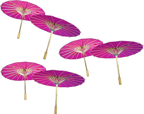 Vista 3 de TJ Global Pack de 6 sombrillas japonesas chinas de 22.0 in para bodas, fotografías, disfraces, cosplay, decoración y otros eventos, 6 paraguas