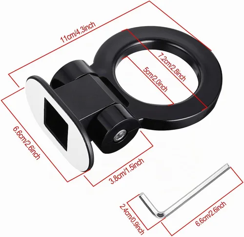 Vista 2 de TOMALL - Kit de ganchos de remolque negros para decoración de coche, adhesivo para decoración de coche, parachoques para accesorios exteriores