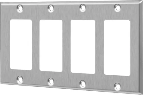 Vista 91 de ENERLITES Placa decorativa doble de metal para interruptor o receptáculo, placa de pared de acero inoxidable, resistente a la corrosión