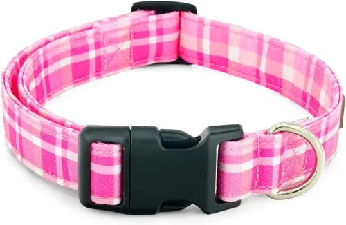 Vista 10 de Tunkoo Pink Daisy - Collar para perro, lindo collar ajustable de algodón de alta calidad, hebilla de plástico duradero para niños pequeños, medianos