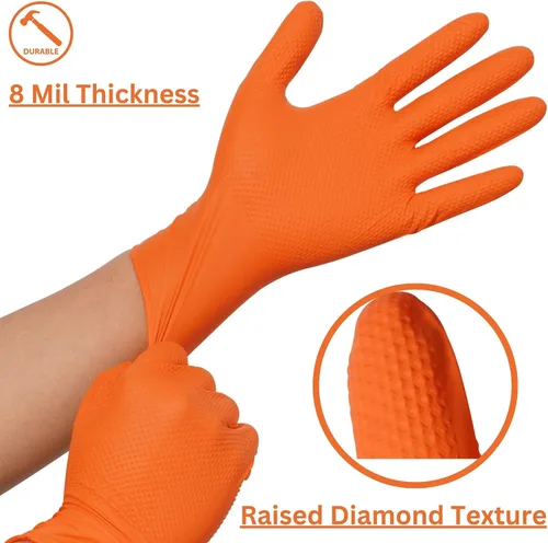 Vista 5 de Industrial Nitrile Gloves – Heavy Duty Latex & Powder Free Disposable Gloves with Diamond Texture