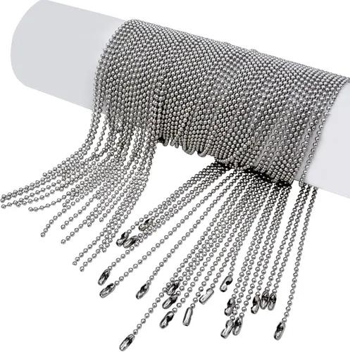 Vista 9 de Pistha 20 Piezas Cadenas de Cuentas de Acero Inoxidable de 30 Pulgadas Collares de Cadena de Bolas