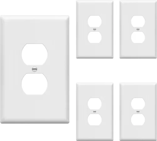 Vista 9 de ENERLITES Placa de pared dúplex para tomacorriente para receptáculos, cubierta de toma de corriente eléctrica jumbo, acabado brillante, de gran Negro