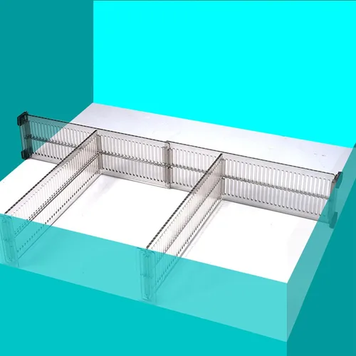 Vista 2 de Divisor de almacenamiento de cajones ajustables de 2 piezas, panel expandible con alta resistencia, para organizar ropa, calcetines, ropa