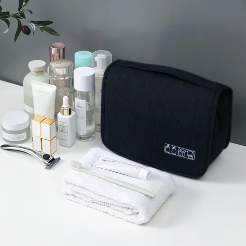 Vista 5 de Sechunk Neceser de maquillaje resistente al agua, bolsa de cosméticos organizador de viaje para accesorios, bolsa de viaje con gancho para colgar